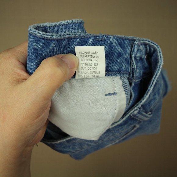 Mumu Blue Atlanta A-Line Fray Hem Mini Skirt Women's Size 27 Brook Wash Denim - Picture 6 of 8